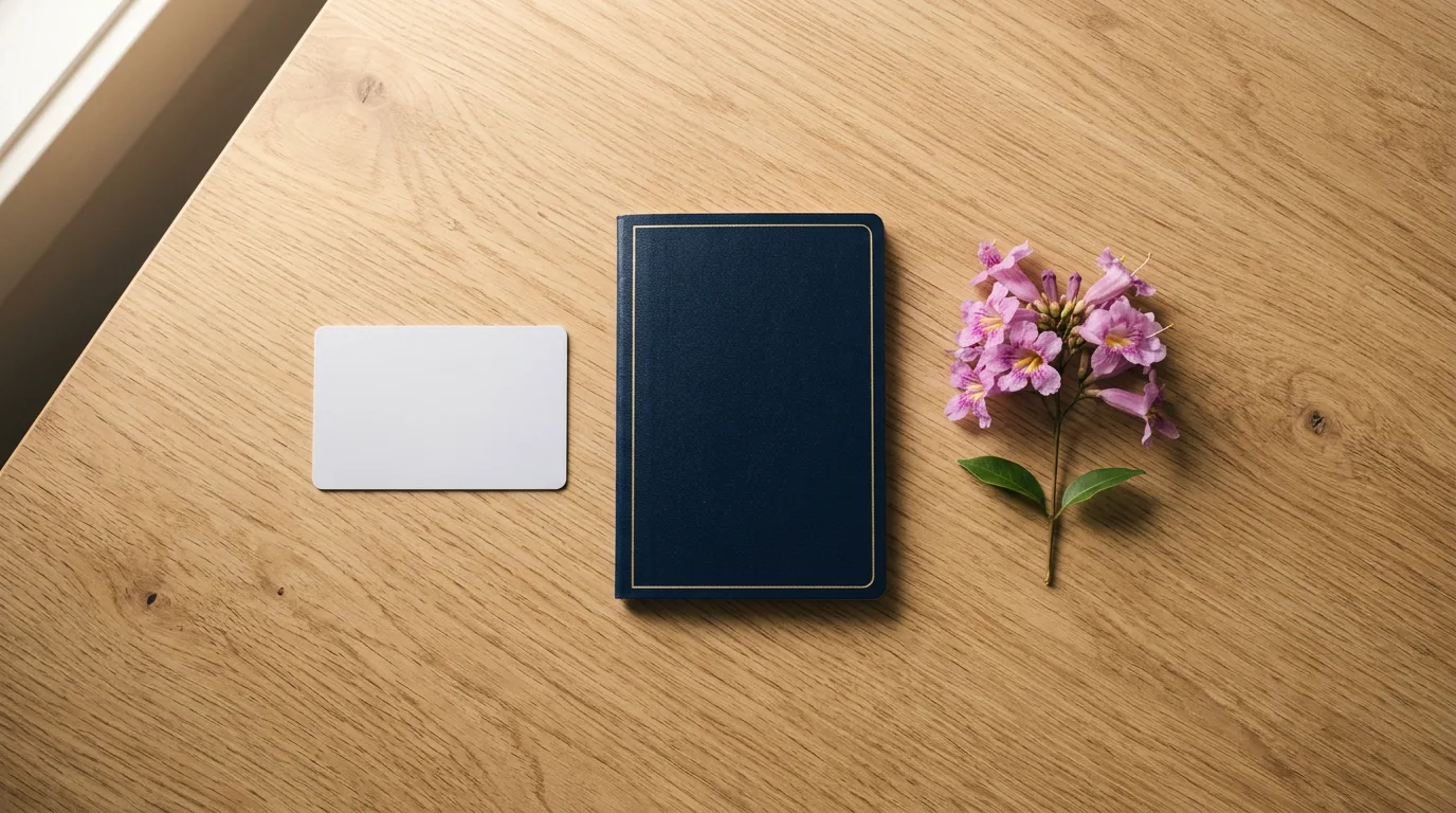 Base program: ID card, passport and lapacho flower on a desk