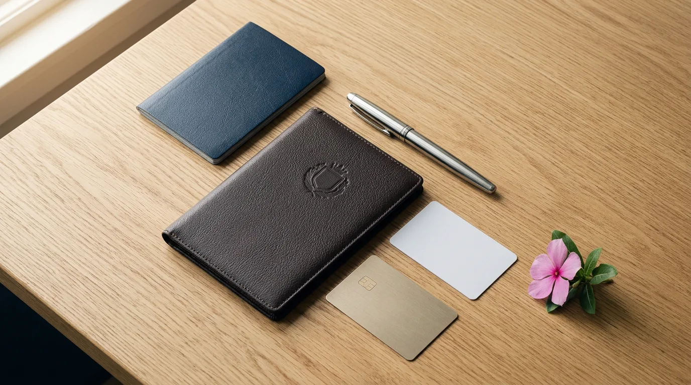 Business program: ID, passport, folder and corporate bank card